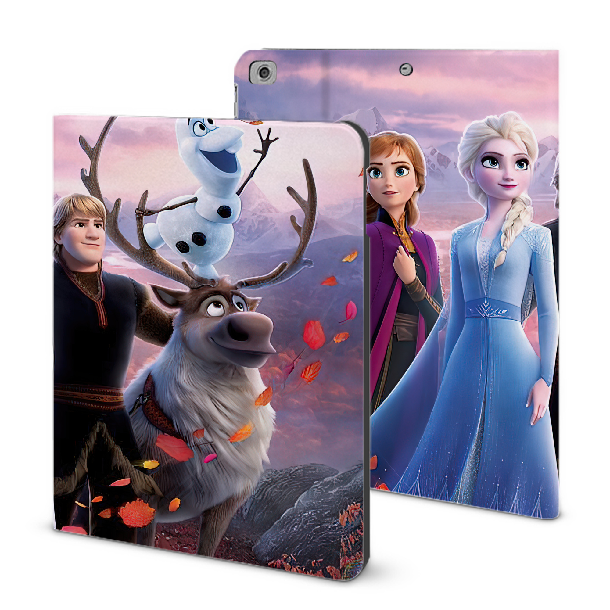 （画像用） アナと雪の女王 アンナ エルサ Frozen Anna Elsa IPad ケース ブック型 PUレザー TPU 耐衝撃 軽量 薄型 ペン収納なし 全面保護 IPad 各モデル対応